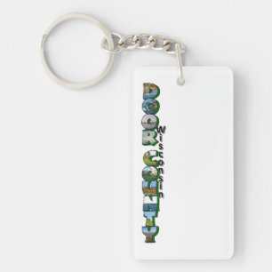 Verticale Door County Wisconsin Grote Letter Sleutelhanger