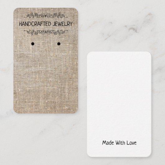 Verticale draagkaart — Natuurlijke jute- Visitekaartje (Voorkant / Achterkant)