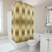 Verticale dubbele gouden strepen op witte achtergr douchegordijn (In situ)