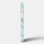 Verticale Dusty Blue en Silver Stripes Case-Mate iPhone Case (Achterkant / Links)