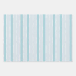 Verticale Dusty Blue en Silver Stripes Inpakpapier Vel