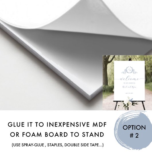 Verticale Dusty Blue Monogram Huwelijk Welkomstbor Poster