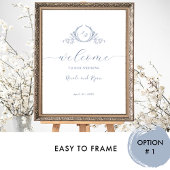 Verticale Dusty Blue Monogram Huwelijk Welkomstbor Poster