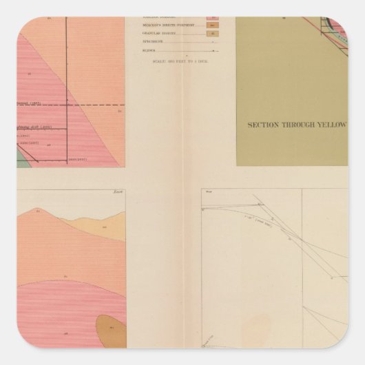 Verticale dwarsdoorsnede van de Lode, Belcher Mine Vierkante Sticker (Voorkant)