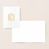 Verticale Eenvoudige Drieletter Monogram Rand Goud Folie Kaarten (Display)