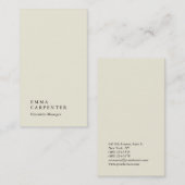 Verticale elegante indrukwekkende beige plain mana visitekaartje (Voorkant / Achterkant)