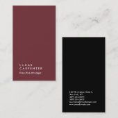 Verticale elegante wijn rode zwarte platte manager visitekaartje (Voorkant / Achterkant)