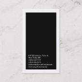 Verticale elegante zwarte witte rand visitekaartje (Achterkant)