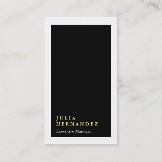 Verticale elegante zwarte witte rand visitekaartje (Voorkant)