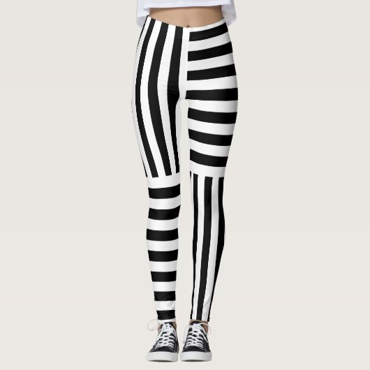 Verticale en horizontale strepen leggings (Voorkant)