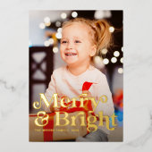 Verticale feestelijke foto's met Merry en Bright r Folie Feestdagenkaart (Voorkant)