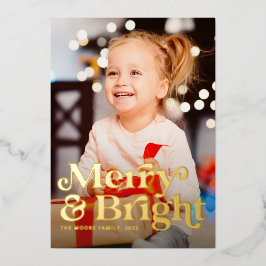 Verticale feestelijke foto's met Merry en Bright r Folie Feestdagenkaart