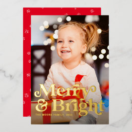 Verticale feestelijke foto's met Merry en Bright r Folie Feestdagenkaart