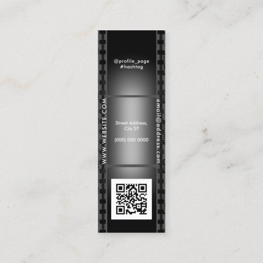 Verticale filmtape mini visitekaartje (Achterkant)