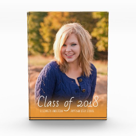 Verticale foto-Afstuderen Oranje klasse 2018 Fotoblokken (Voorkant)
