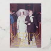 Verticale foto botanische kerst met kerst - goud folie feestdagenkaart (Voorkant)