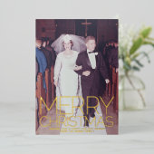 Verticale foto botanische kerst met kerst - goud folie feestdagenkaart (Staand Voorkant)