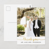 verticale foto bruiloft bedankt handschrift briefkaart (Voorkant / Achterkant)