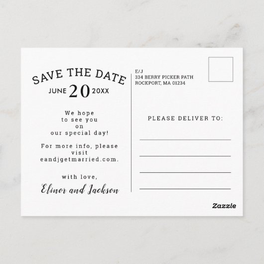 Verticale foto bruiloft Save the Date Briefkaart (Achterkant)