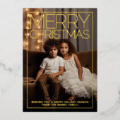 Verticale foto - Enorme vrolijke kerst met grens Folie Feestdagenkaart (Voorkant)