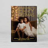 Verticale foto - Enorme vrolijke kerst met grens Folie Feestdagenkaart (Staand Voorkant)