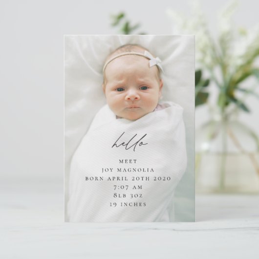 Verticale foto geboorte aankondiging & dank u kaar (Staand voorkant)