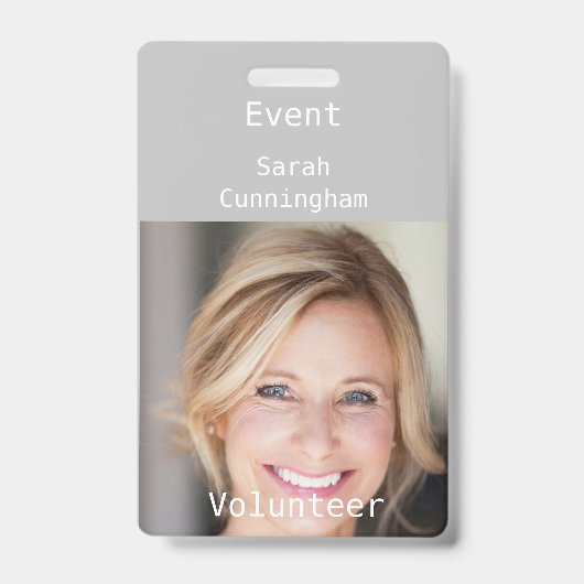 Verticale foto-ID-badge voor een vrijwilliger Badge (Voorzijde)