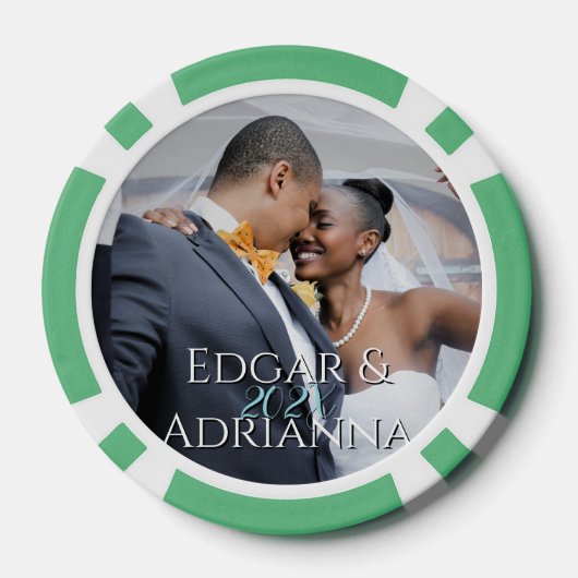 Verticale foto - Jaar - Script Custom Name Wedding Poker Chips (Achterkant)