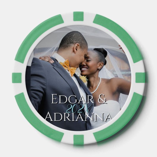Verticale foto - Jaar - Script Custom Name Wedding Poker Chips (Voorkant)