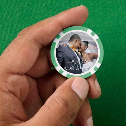 Verticale foto - Jaar - Script Custom Name Wedding Poker Chips (Hand)