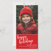 Verticale foto - Kerstrood script - Happy Feestdagenkaart (Voorkant)