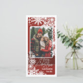 Verticale foto - Laat het sneeuwen - Bordeaux Feestdagenkaart (Staand voorkant)