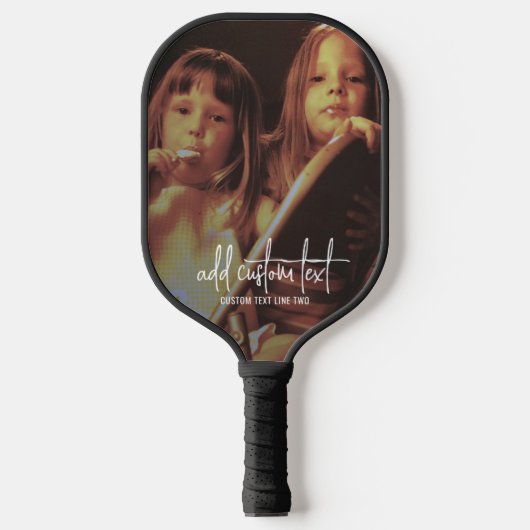 Verticale foto met aangepaste tekst in Trendy Scri Pickleball Paddle (Voorkant)