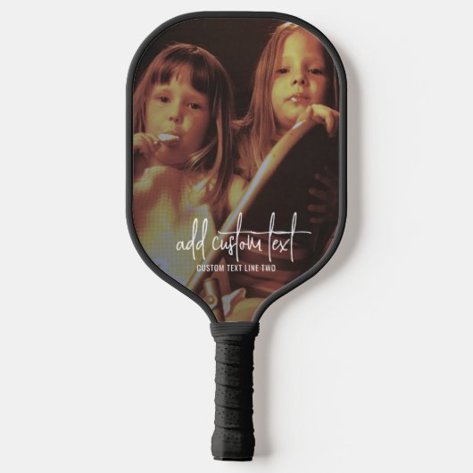 Verticale foto met aangepaste tekst in Trendy Scri Pickleball Paddle (Achterkant)