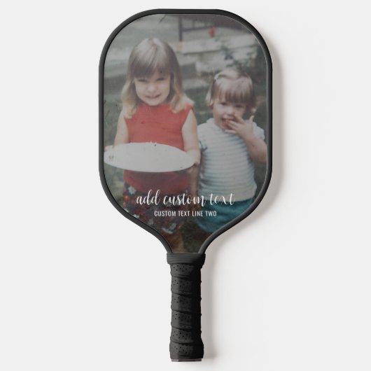 Verticale foto met aangepaste tekst modern script pickleball paddle (Voorkant)