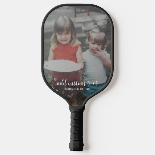 Verticale foto met aangepaste tekst modern script pickleball paddle (Achterkant)