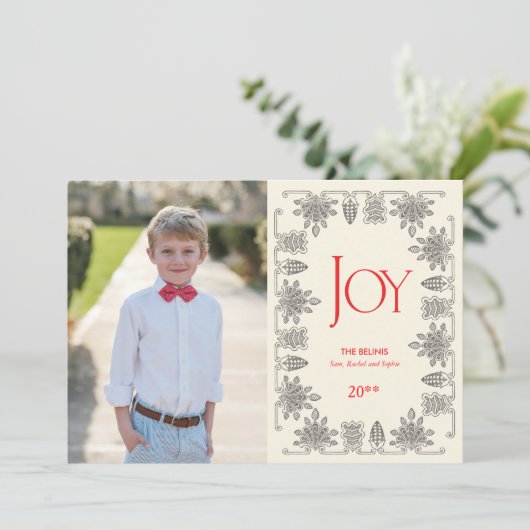 Verticale foto van Elegant  Border Holiday Feestdagenkaart (Staand voorkant)