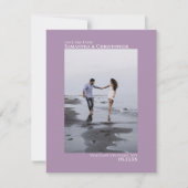 Verticale foto van Lavender Modern Minimalist Wedd Save The Date (Voorkant)