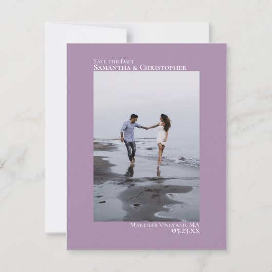 Verticale foto van Lavender Modern Minimalist Wedd Save The Date (Voorkant)