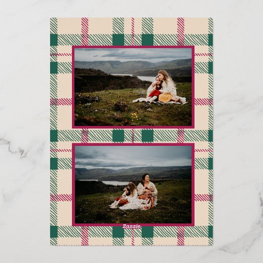 Verticale foto van Merry Kerstmis Wenskaart Folie Feestdagenkaart (Achterkant)