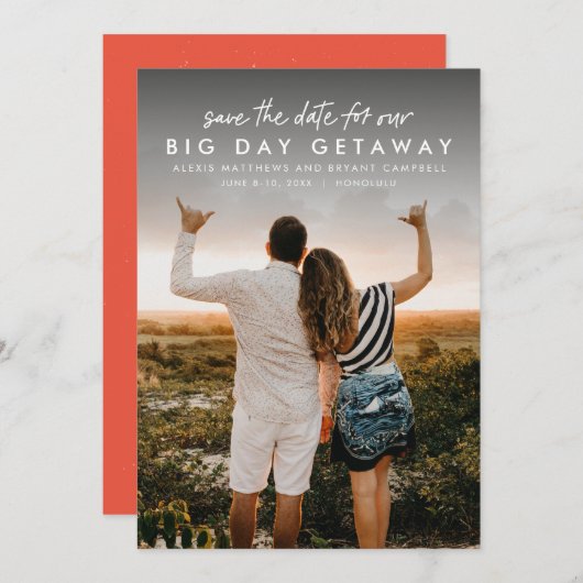 verticale foto voor doelbruiloft save the date (Voorkant / Achterkant)