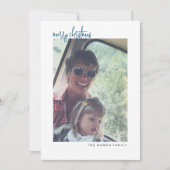 Verticale foto - witte rand minimaal - blauwe rug feestdagenkaart (Voorkant)