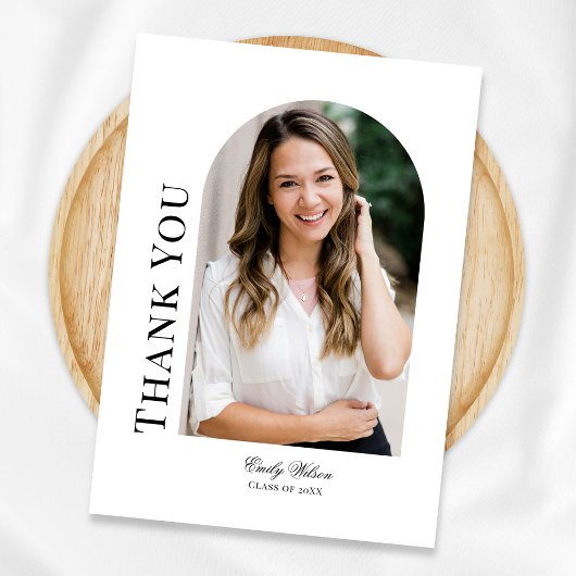 Verticale fotoboog wit Afstuderen Bedankkaart