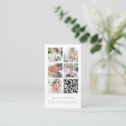 Verticale fotocollage | Fotograaf QR Code Visitekaartje (Staand voorkant)