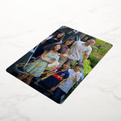 Verticale fotofamilie Joyful Script Kerstmis Folie Feestdagenkaart (Gedraaid)