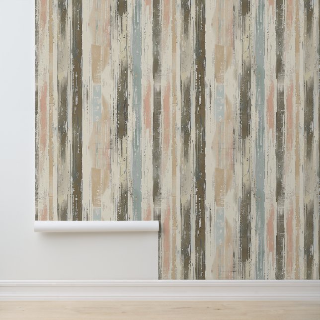 Verticale geschetste artistieke lijnen aarde kleur behang (Applicatie)