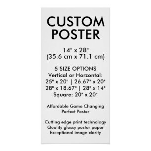 Verticale glanzende aangepaste poster 35,6 cm x 71