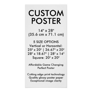 Verticale glanzende aangepaste poster 35,6 cm x 71