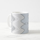 Verticale golvende strepen, verschillende grijstin koffiemok (Voorkant links)