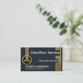 Verticale gouden chauffeur rijlijnen visitekaartje (Staand voorkant)